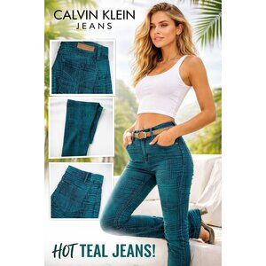 Calvin Klein - Teal Printed Skinny Jeans - 10